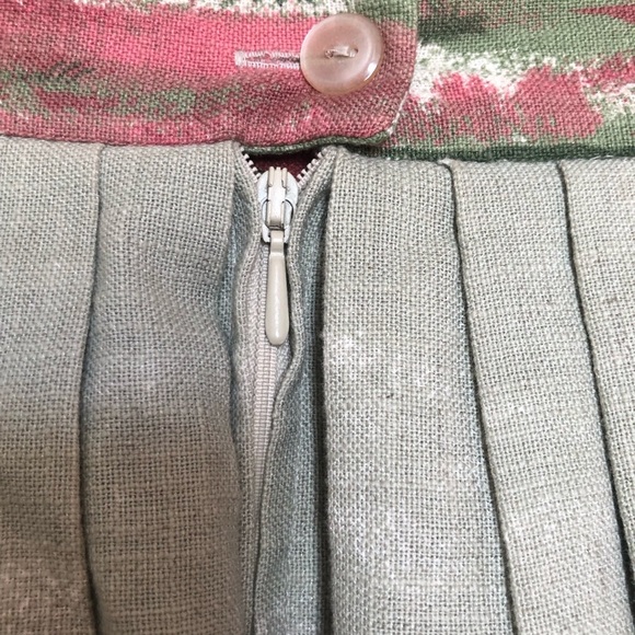 Vintage Linen Cotton  Blend Pleated Boho Prairie Maxi Skirt Medium - Picture 10 of 16